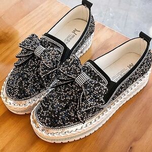 Womens Shoes Fashion With Bow. Sequin,Casual Ladies Shoes Size 6